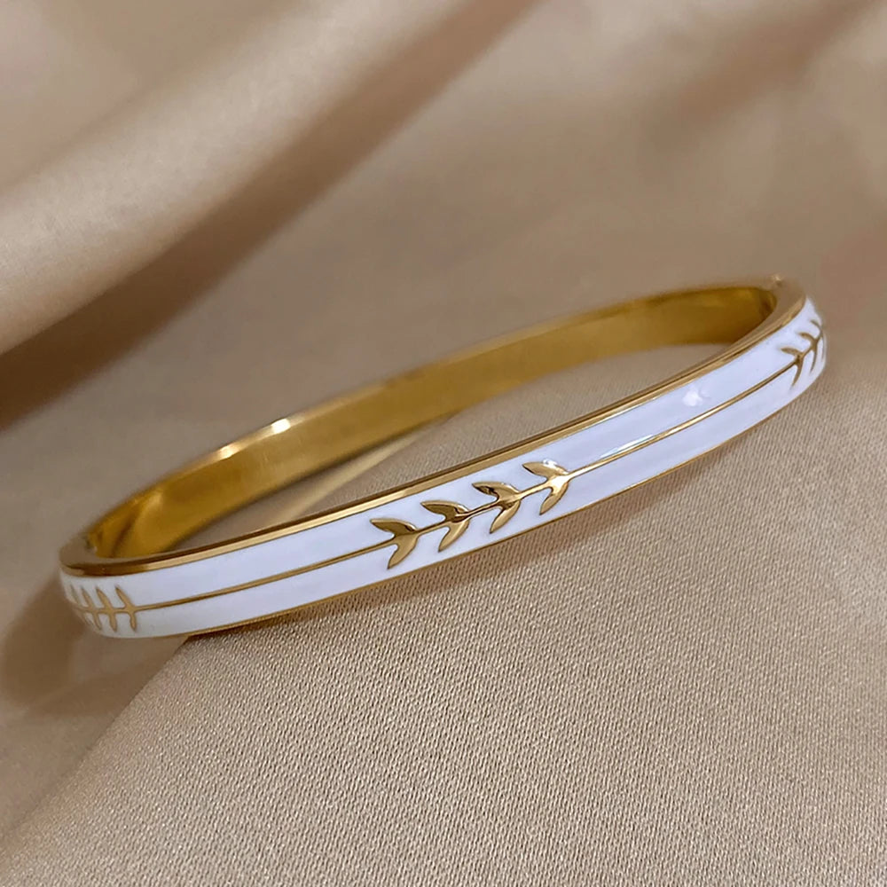 White Enamel Arrow Bracelet - Gold or Silver