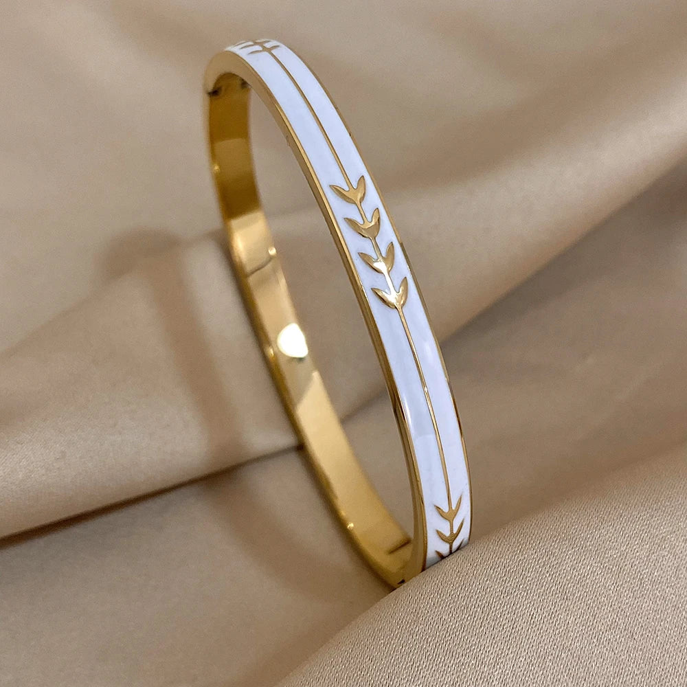 White Enamel Arrow Bracelet - Gold or Silver