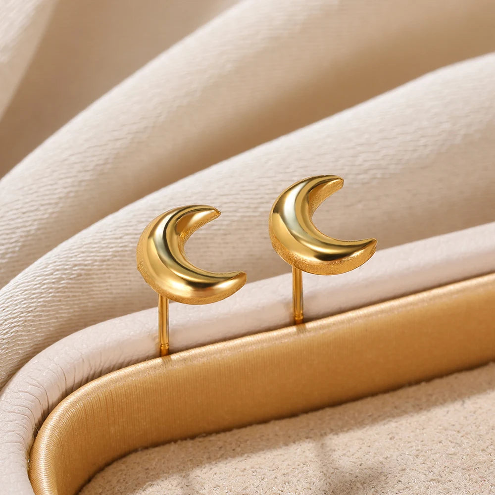 Crescent Moon Earring Studs