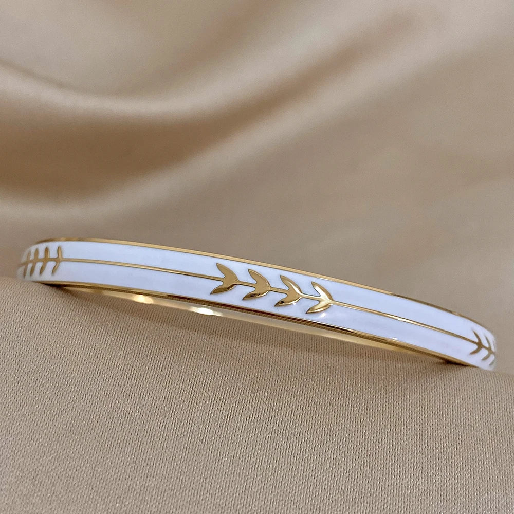 White Enamel Arrow Bracelet - Gold or Silver